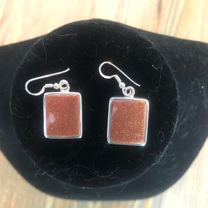 Shimmering Goldstone Sterling Silver Earrings